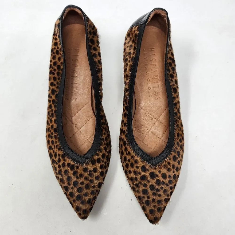 HISPANITAS Calf Hair Cheetah‎ Print Kitten Heels Size 36